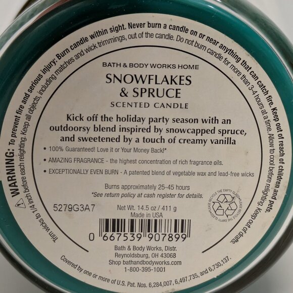NEW! Bath & Body Works Snowflakes & Spruce - 3-Wick Jar Candle - Picture 3 of 3